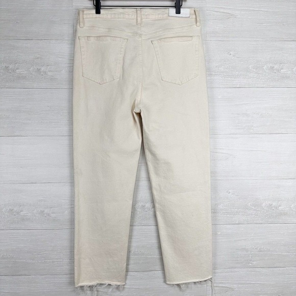 RE/DONE High Rise Stove Pipe Jeans Size 31 Vintage White Comfort Stretch Raw Hem - Picture 5 of 16